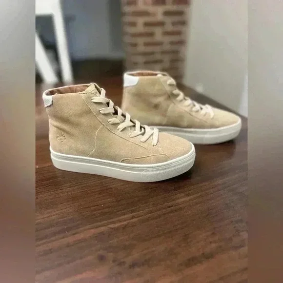 Soludos Ibiza Tan Sand High Top Sneakers Size 8.5 Suede Hipster Preppy Spring - Picture 4 of 12